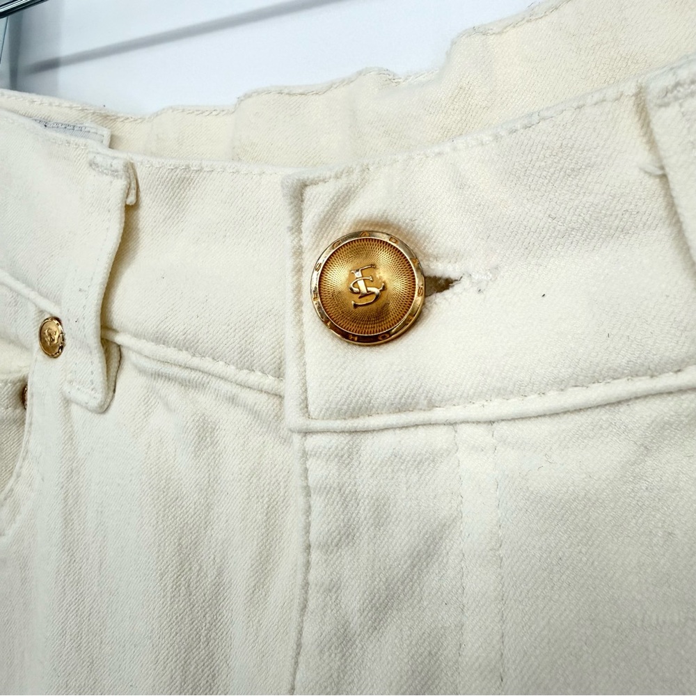 Vintage Escada Sport High Rise Tapered Leg Cream Ivory White Jeans Gold - Picture 4 of 13